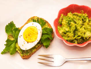 Toast with avocado and egg