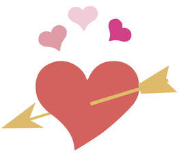 ハートに矢が刺さりキュンのイラストA loving illustration with an arrow stuck in the heart