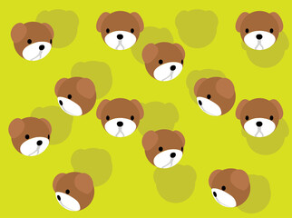 Animal 3D Head Bulldog Cartoon Illustration Seamless Background