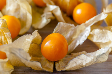 Fresh juicy physalis, closeup