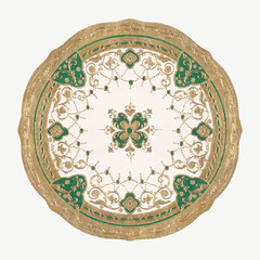 Vintage floral mandala pattern on platter vector, remixed from Noritake factory china porcelain dinnerware design