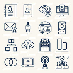Simple set of conjunction related lineal icons.