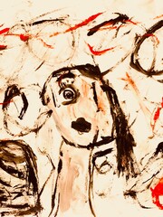 Portrait einer Frau - gemalt aus dem Blick eines Kindes