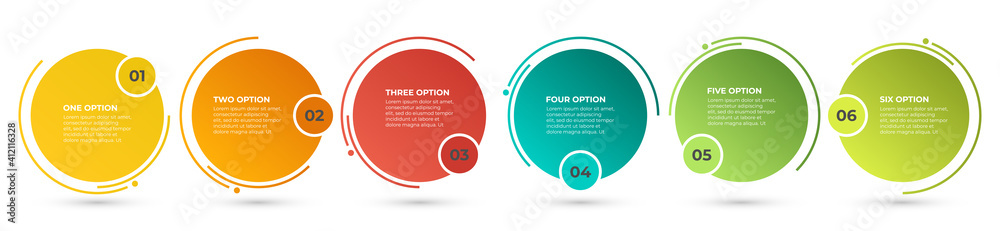 Fototapete vector infographic paper layout design template with thin line process. business concept with 6 opti