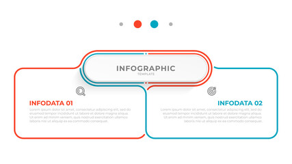 Vector infographic thin line design with marketing icons. Business concept with 2 options, steps or processes.