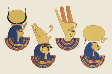 Ancient Egyptian gods and goddesses vector pack - obrazy, fototapety, plakaty