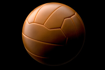 Leather handball ball or football on black background