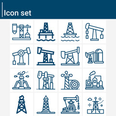 Simple set of pump jack related lineal icons.