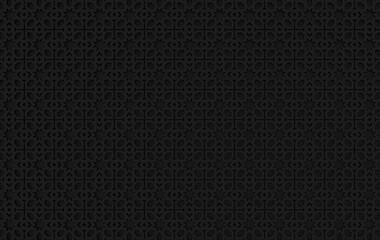 Arabic black geometric pattern, muslim holiday Eid al Adha ornament background. Ramadan arabesque 3d render illustration