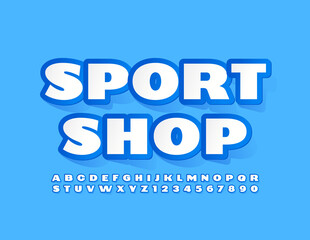 Obraz premium Vector bright logo Sport Shop. Sticker style Font. Creative Alphabet Letters and Numbers