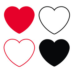 Vector hearts set red and black, love collection 