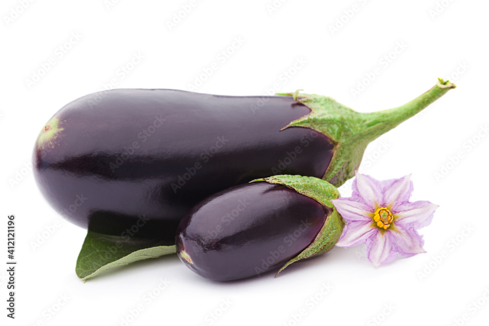 Wall mural Eggplant vegetable with flower