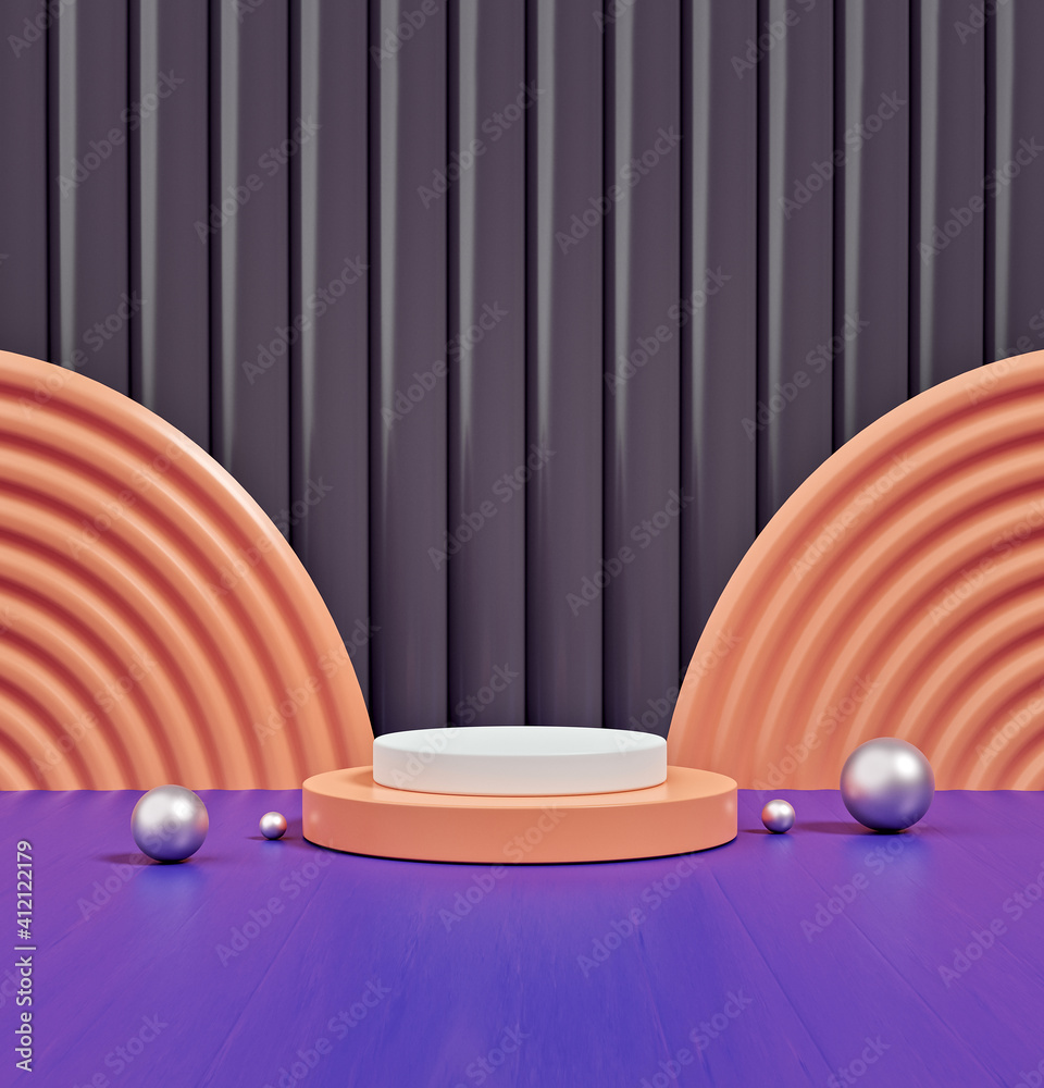 Poster abstract minimal scene with geometrical forms. showcase, display podium. 3d rendering