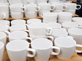 White cups a lot. Store warehouse.