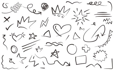 set of Hand drawn elements, for concept design. vector illustration. in white backgrond. editable