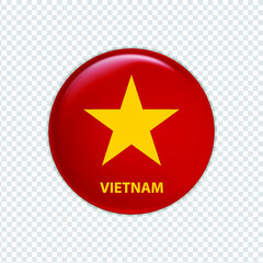 Red button icon with Vietnam flag. Modern flat design for infographic interface element app ui ux web. Eps 10 vector illustration.