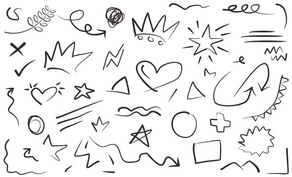 set of Hand drawn elements, for concept design. vector illustration. in white backgrond. editable