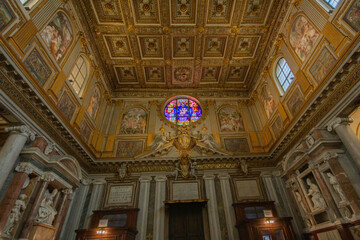 Fototapeta na wymiar Interior view of Basilica Santa Maria Maggiore in a chapel of the Basilica of St. Mary Major in Rome.