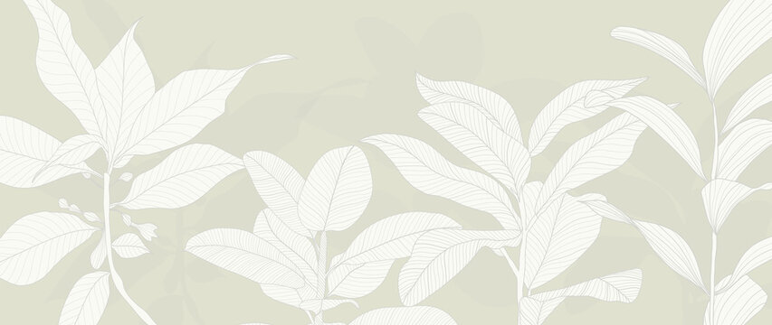 Background with plants and leaves. Botanical  minimal wallpaper design. vector illustration. 