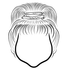 face contour of a girl with a lush tail on the crown