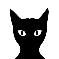 black cat silhouette white background