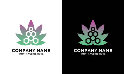 Marijuana leaf. Medical cannabis plant logo design vector template on a black and white background.