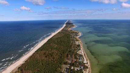 Aerial of Hel Peninsula in Poland Sandy Beaches