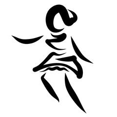 girl dancing or running, abstract black pattern