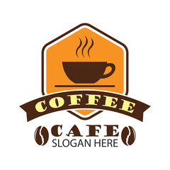 coffee shop logos, label, badge with text space for your slogan tagline,  vector illustration.