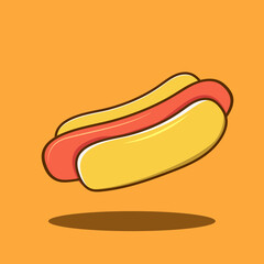 Flat hotdog  design on orange background