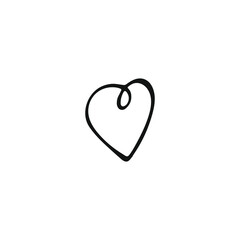 Simple doodle heart. Hand drawn heart isolated on white background. Valentine's Day symbol. Vector illustration.