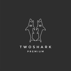 Fish logo design, Double fish graphic logo template, line concept, in black background