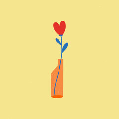 Heart shaped flower in a vase vector