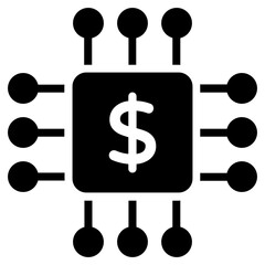 Dollar inside chip, money processor icon