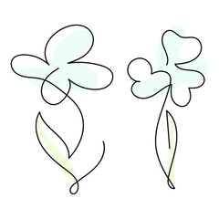 Abstract flower drawn by hand in a continuous line. Concept logo Valentine's day. Minimalist style. Spring floral design element