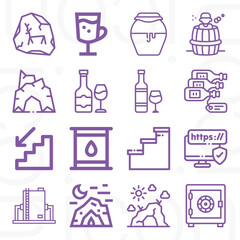 16 pack of cellar  lineal web icons set