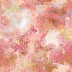 Seamless pattern of abstract elements in yellow and brown shades for textiles.