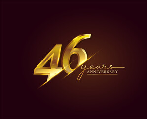 46 Years Anniversary Logo Golden Colored isolated on elegant background, vector design for greeting card and invitation card