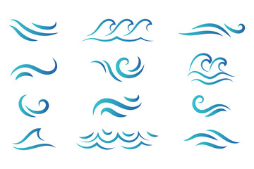 set of water or air wave icons