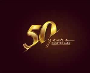 50 Years Anniversary Logo Golden Colored isolated on elegant background, vector design for greeting card and invitation card