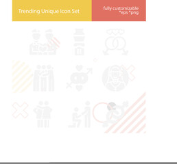 Simple set of lesbian related filled icons.