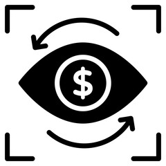 Dollar inside eye, concept of financial eye icon
