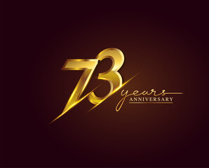 73 Years Anniversary Logo Golden Colored isolated on elegant background, vector design for greeting card and invitation card