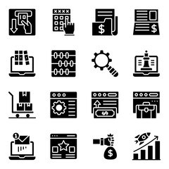 Online Business and Analytics Solid Icons