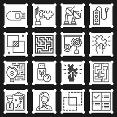 16 pack of connecting  lineal web icons set