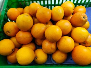 Medan, Indonesia - March 3, 2021: Fresh fruit and vegetables on display in supermarket, Medan City, Indonesia.