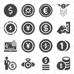 16 pack of nickel  filled web icons set