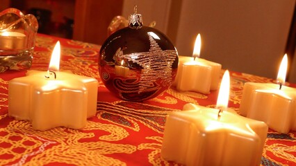 Atmospheric and festive Christmas decorations, glitter, tinsel