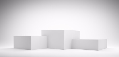 Abstract geometric white winner podium - 3d illustration
