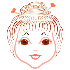 cute girl with big eyes and hairpins